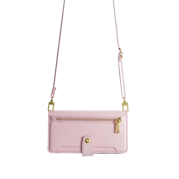 For Sharp Aquos sense8 Sheep Texture Cross-body Zipper Wallet Leather Phone Case(Pink) - More Brand by PMC TechLife | Online Shopping South Africa | PMC TechLife | Buy Now Pay Later Mobicred