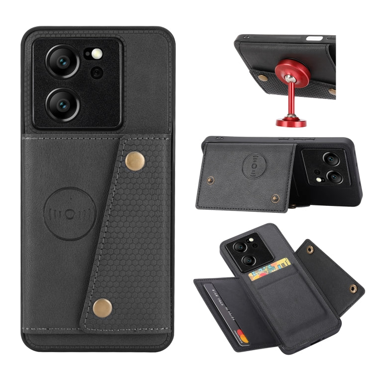 For Xiaomi 13T / Redmi K60 Ultra Double Buckle Card Slots Magnetic Phone Case(Black) - Redmi K60 Ultra Cases by PMC Jewellery | Online Shopping South Africa | PMC Jewellery | Buy Now Pay Later Mobicred