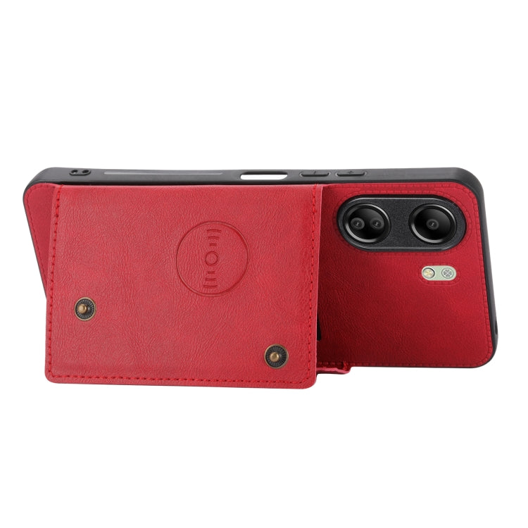 For Xiaomi Redmi 13C 4G / Poco C65 Double Buckle Card Slots Magnetic Phone Case(Red) - 13C Cases by PMC Jewellery | Online Shopping South Africa | PMC Jewellery | Buy Now Pay Later Mobicred