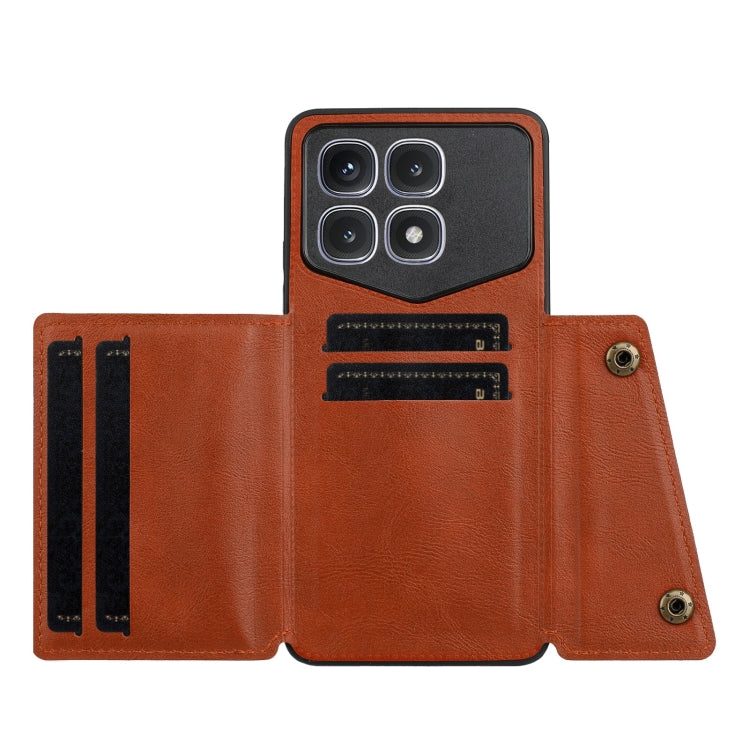 For Xiaomi Redmi K70 Ultra Double Buckle Card Slots Magnetic Phone Case(Brown) - Xiaomi Cases by PMC Jewellery | Online Shopping South Africa | PMC Jewellery | Buy Now Pay Later Mobicred