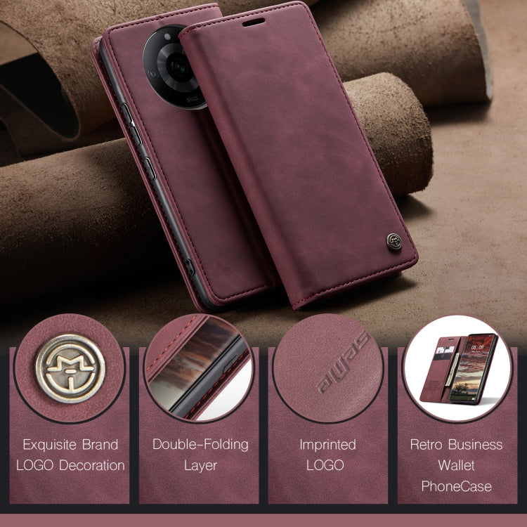 For Realme 11 Pro／Realme 11 Pro+ CaseMe 013 Multifunctional Horizontal Flip Leather Phone Case(Wine Red) - Realme Cases by CaseMe | Online Shopping South Africa | PMC Jewellery | Buy Now Pay Later Mobicred