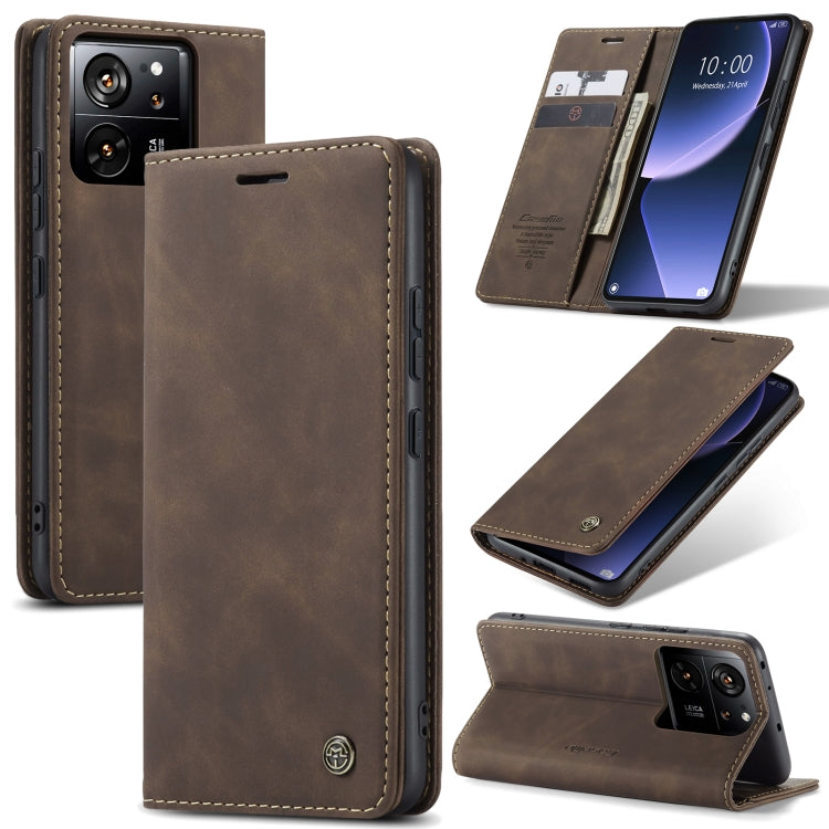 For Xiaomi 13T/13T Pro CaseMe 013 Multifunctional Horizontal Flip Leather Phone Case(Coffee) - Xiaomi Cases by CaseMe | Online Shopping South Africa | PMC Jewellery | Buy Now Pay Later Mobicred