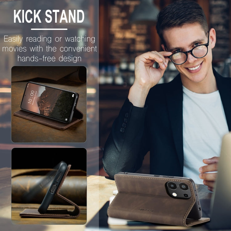 For Xiaomi Redmi Note 13 4G CaseMe 013 Multifunctional Horizontal Flip Leather Phone Case(Coffee) - free shipping - PMC Jewellery - Order now!