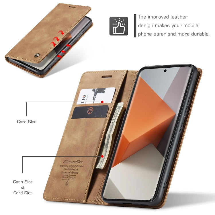 For Xiaomi Redmi Note 13 Pro+ CaseMe 013 Multifunctional Horizontal Flip Leather Phone Case(Brown) - Xiaomi Cases by CaseMe | Online Shopping South Africa | PMC Jewellery | Buy Now Pay Later Mobicred