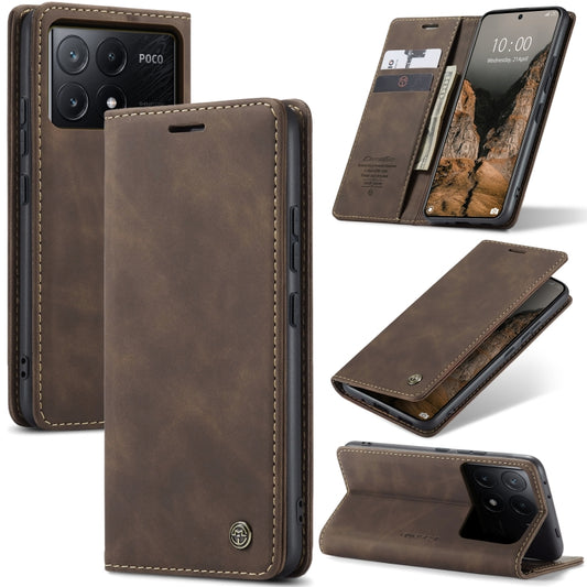 For Xiaomi Redmi K70E 5G CaseMe 013 Multifunctional Horizontal Flip Leather Phone Case(Coffee) - K70E Cases by CaseMe | Online Shopping South Africa | PMC Jewellery | Buy Now Pay Later Mobicred