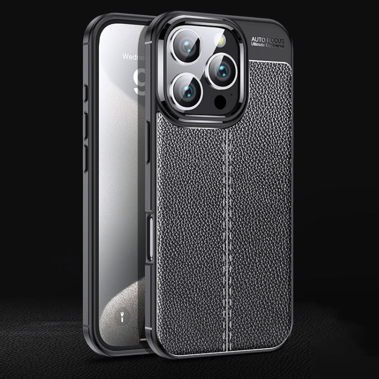For iPhone 16 Pro Max Litchi Texture Shockproof TPU Phone Case(Black) - free shipping - PMC TechLife - Order now!