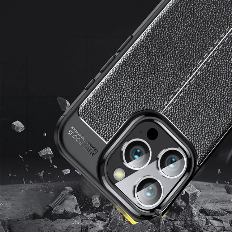 For iPhone 16 Pro Litchi Texture Shockproof TPU Phone Case(Black) - iPhone 16 Pro Cases by PMC TechLife | Online Shopping South Africa | PMC TechLife | Buy Now Pay Later Mobicred