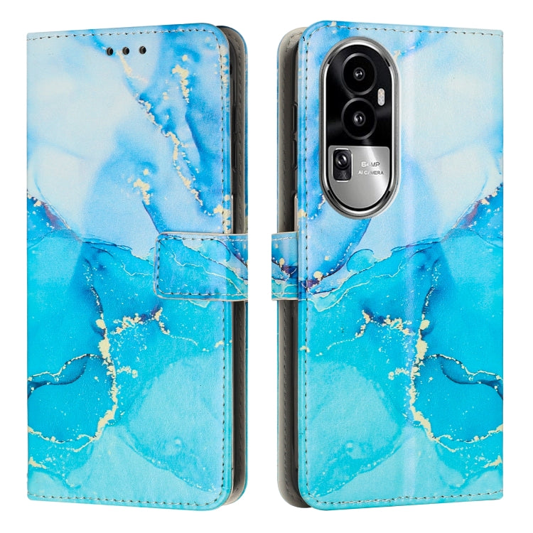 For OPPO Reno10 Pro+ Painted Marble Pattern Leather Phone Case(Blue Green) - OPPO Cases by PMC Jewellery | Online Shopping South Africa | PMC Jewellery | Buy Now Pay Later Mobicred