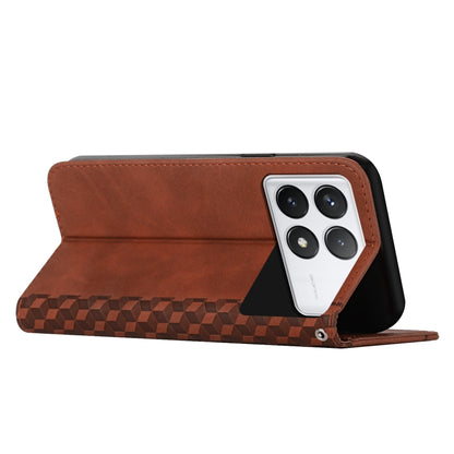 For Xiaomi Redmi K70 / K70 Pro Diamond Splicing Skin Feel Magnetic Leather Phone Case(Brown) - K70 Pro Cases by PMC Jewellery | Online Shopping South Africa | PMC Jewellery | Buy Now Pay Later Mobicred