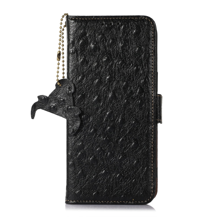 For Nokia XR21 Ostrich Pattern Genuine Leather RFID Phone Case(Black) - Nokia Cases by PMC TechLife | Online Shopping South Africa | PMC TechLife | Buy Now Pay Later Mobicred