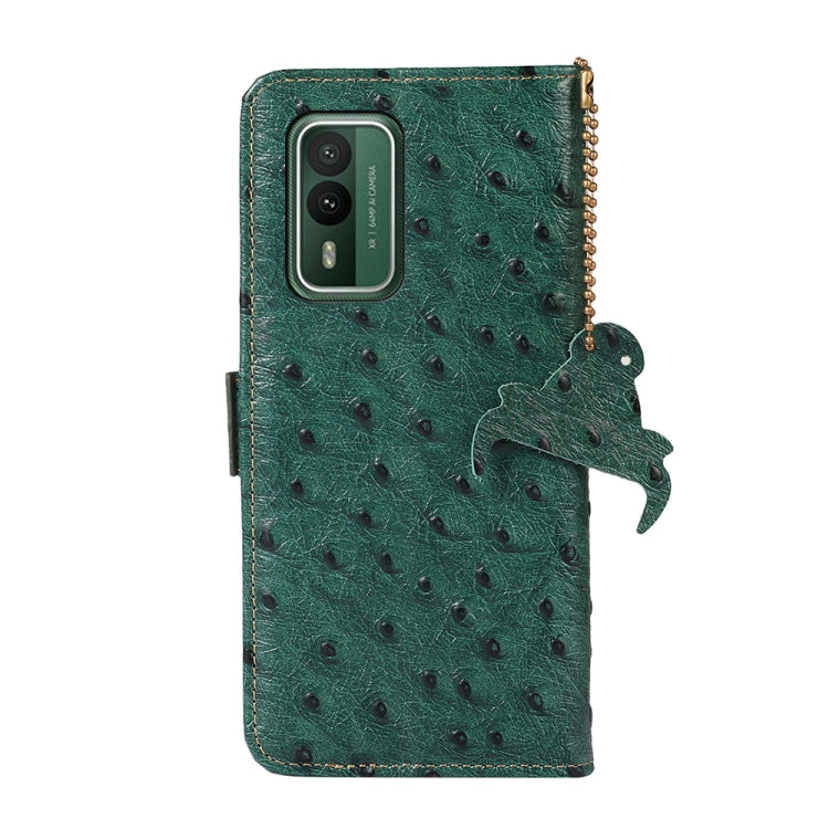 For Nokia XR21 Ostrich Pattern Genuine Leather RFID Phone Case(Green) - Nokia Cases by PMC TechLife | Online Shopping South Africa | PMC TechLife | Buy Now Pay Later Mobicred