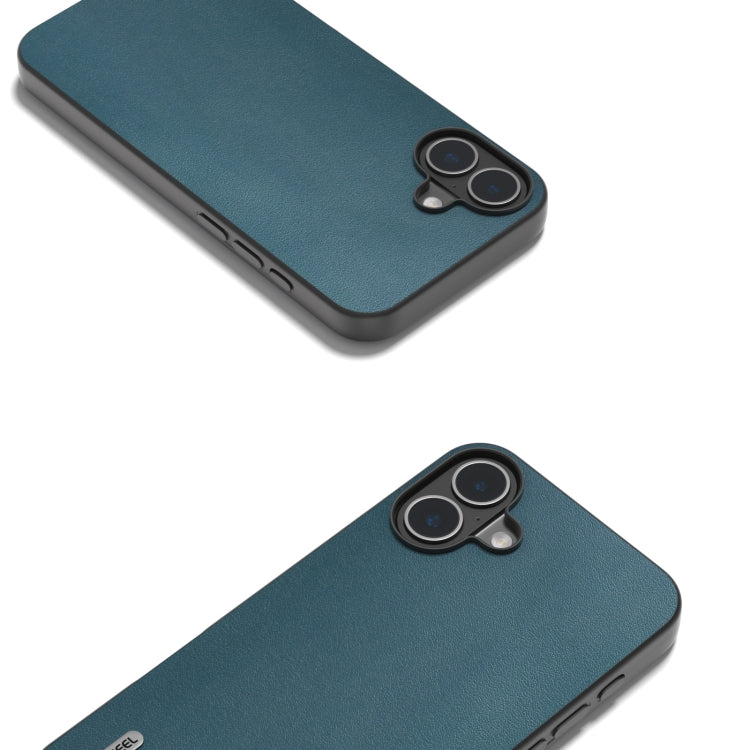 For iPhone 16 Plus ABEEL Genuine Leather Xiaoya Series Phone Case(Dark Green) - iPhone 16 Plus Cases by PMC TechLife | Online Shopping South Africa | PMC TechLife | Buy Now Pay Later Mobicred