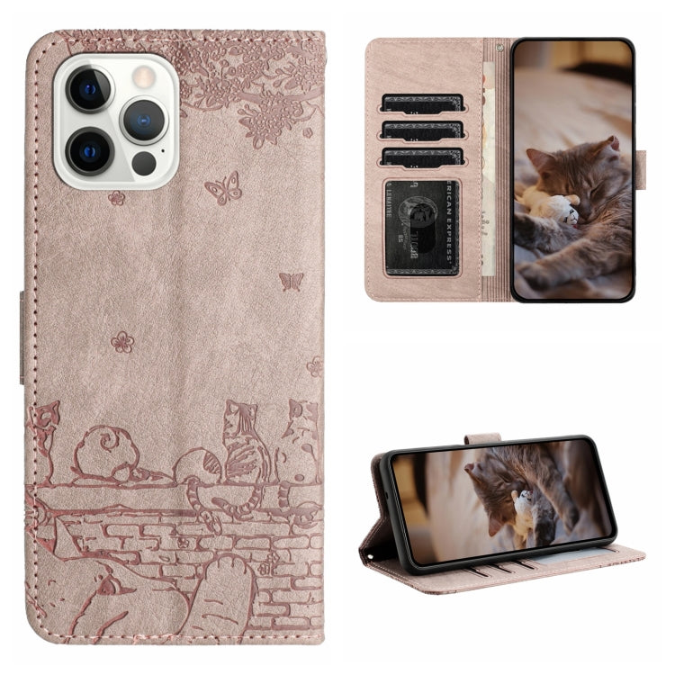For iPhone 16 Pro Cat Embossing Pattern Leather Phone Case with Lanyard(Grey) - iPhone 16 Pro Cases by PMC TechLife | Online Shopping South Africa | PMC TechLife | Buy Now Pay Later Mobicred