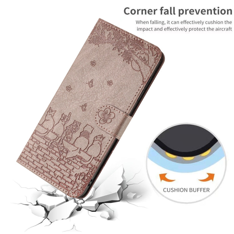 For iPhone 16 Plus Cat Embossing Pattern Leather Phone Case with Lanyard(Grey) - iPhone 16 Plus Cases by PMC TechLife | Online Shopping South Africa | PMC TechLife | Buy Now Pay Later Mobicred