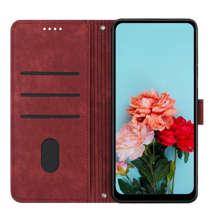 For Infinix Zero 30 4G Skin Feel Stripe Pattern Leather Phone Case with Lanyard(Red) - Infinix Cases by PMC TechLife | Online Shopping South Africa | PMC TechLife | Buy Now Pay Later Mobicred
