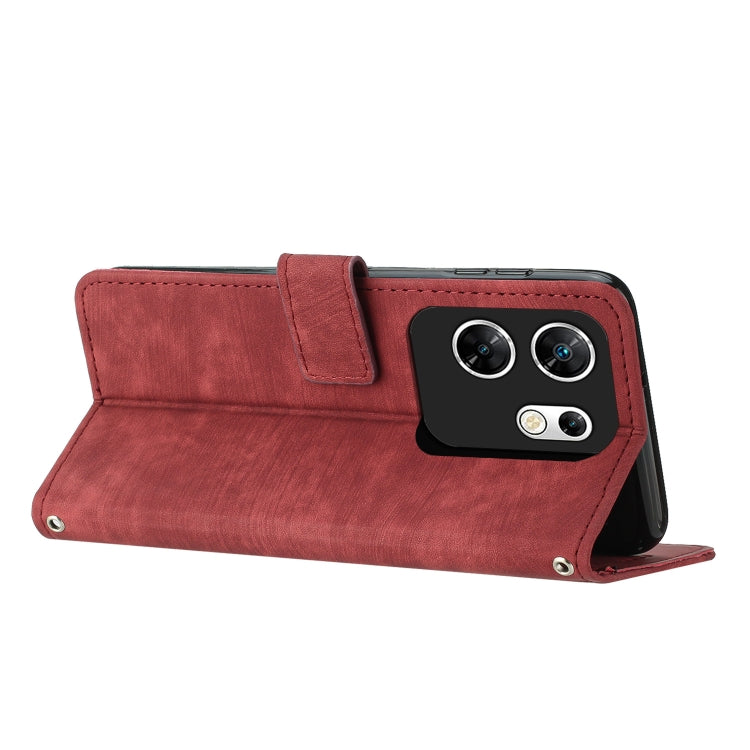 For Infinix Zero 30 4G Skin Feel Stripe Pattern Leather Phone Case with Lanyard(Red) - Infinix Cases by PMC TechLife | Online Shopping South Africa | PMC TechLife | Buy Now Pay Later Mobicred