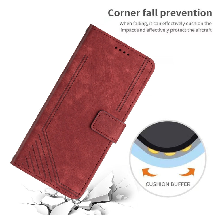For Infinix Zero 30 4G Skin Feel Stripe Pattern Leather Phone Case with Lanyard(Red) - Infinix Cases by PMC TechLife | Online Shopping South Africa | PMC TechLife | Buy Now Pay Later Mobicred