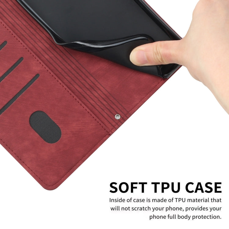 For Infinix Zero 30 4G Skin Feel Stripe Pattern Leather Phone Case with Lanyard(Red) - Infinix Cases by PMC TechLife | Online Shopping South Africa | PMC TechLife | Buy Now Pay Later Mobicred