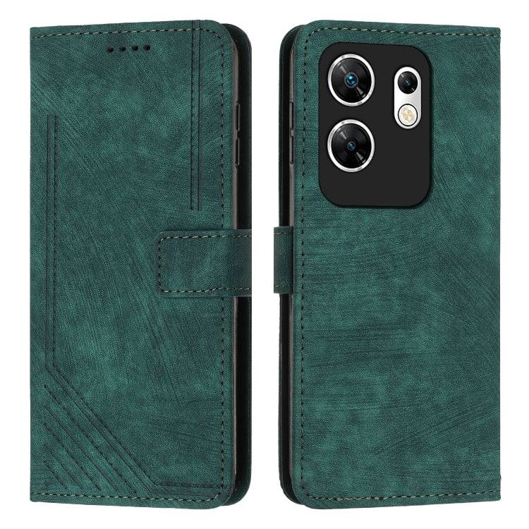 For Infinix Zero 30 4G Skin Feel Stripe Pattern Leather Phone Case with Lanyard(Green) - Infinix Cases by PMC TechLife | Online Shopping South Africa | PMC TechLife | Buy Now Pay Later Mobicred