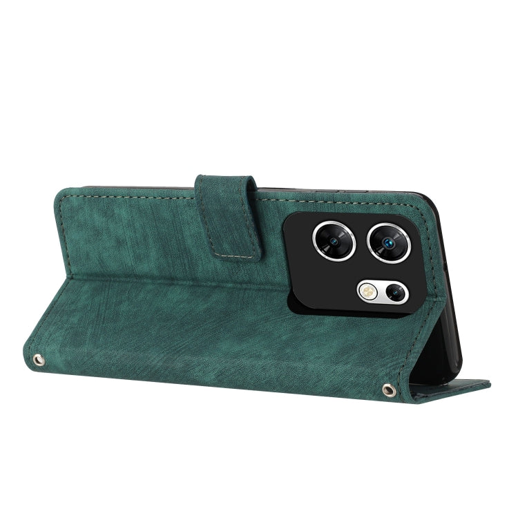 For Infinix Zero 30 4G Skin Feel Stripe Pattern Leather Phone Case with Lanyard(Green) - Infinix Cases by PMC TechLife | Online Shopping South Africa | PMC TechLife | Buy Now Pay Later Mobicred