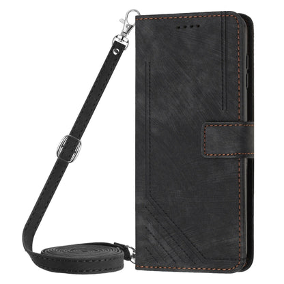 For Infinix Zero 30 4G Skin Feel Stripe Pattern Leather Phone Case with Lanyard(Black) - Infinix Cases by PMC Jewellery | Online Shopping South Africa | PMC Jewellery | Buy Now Pay Later Mobicred