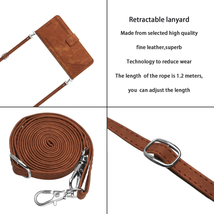 For Infinix Zero 30 5G Skin Feel Stripe Pattern Leather Phone Case with Lanyard(Brown) - Infinix Cases by PMC TechLife | Online Shopping South Africa | PMC TechLife | Buy Now Pay Later Mobicred