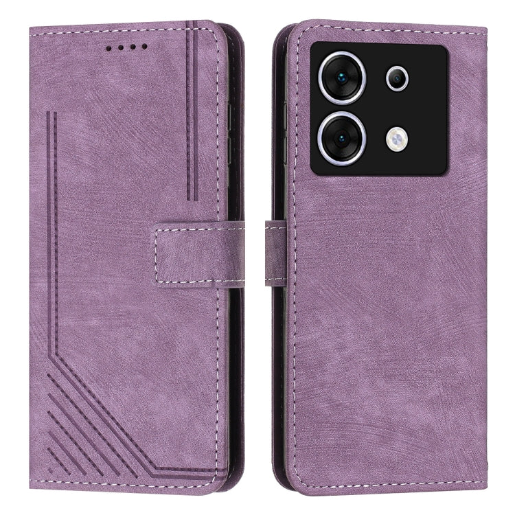 For Infinix Zero 30 5G Skin Feel Stripe Pattern Leather Phone Case with Lanyard(Purple) - Infinix Cases by PMC TechLife | Online Shopping South Africa | PMC TechLife | Buy Now Pay Later Mobicred