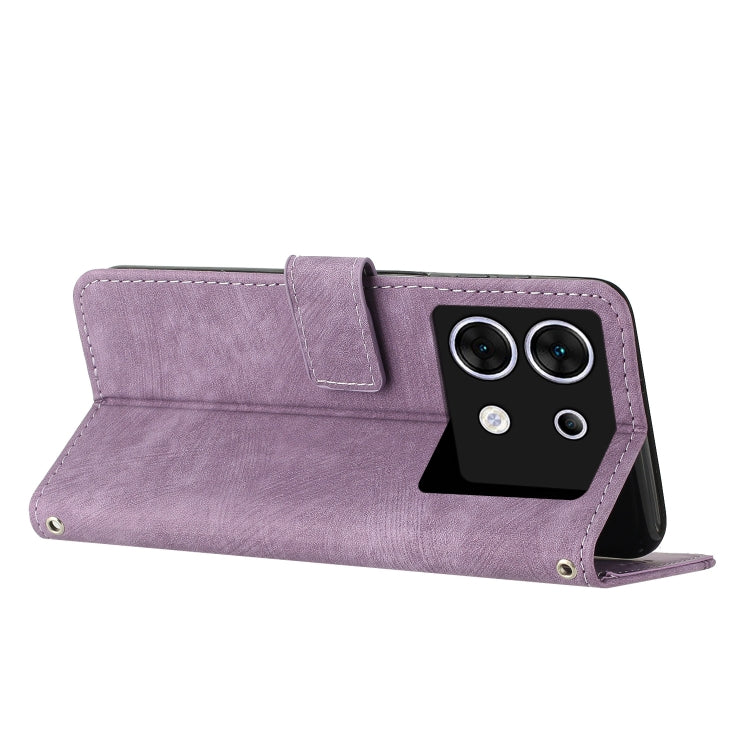 For Infinix Zero 30 5G Skin Feel Stripe Pattern Leather Phone Case with Lanyard(Purple) - Infinix Cases by PMC TechLife | Online Shopping South Africa | PMC TechLife | Buy Now Pay Later Mobicred