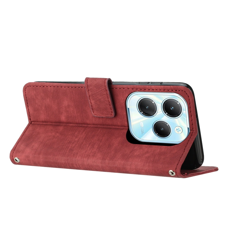 For Infinix Hot 40 / 40 Pro Skin Feel Stripe Pattern Leather Phone Case with Lanyard(Red) - Infinix Cases by PMC TechLife | Online Shopping South Africa | PMC TechLife | Buy Now Pay Later Mobicred
