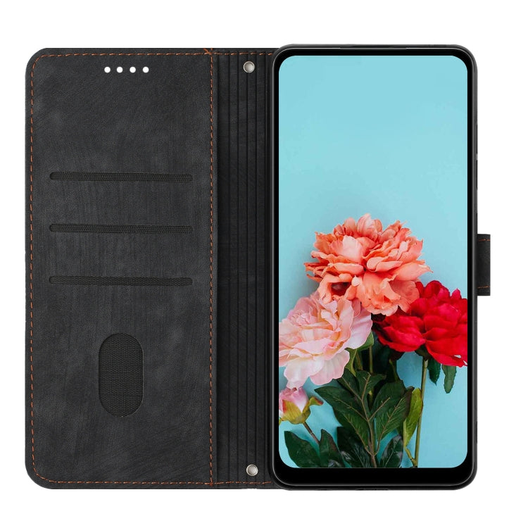 For Infinix Hot 40 / 40 Pro Skin Feel Stripe Pattern Leather Phone Case with Lanyard(Black) - Infinix Cases by PMC TechLife | Online Shopping South Africa | PMC TechLife | Buy Now Pay Later Mobicred