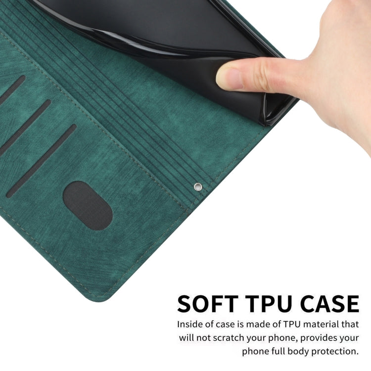 For Infinix Hot 40i Skin Feel Stripe Pattern Leather Phone Case with Lanyard(Green) - Infinix Cases by PMC TechLife | Online Shopping South Africa | PMC TechLife | Buy Now Pay Later Mobicred