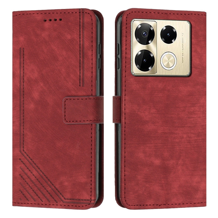 For Infinix Note 40 Pro 4G / 5G Skin Feel Stripe Pattern Leather Phone Case with Lanyard(Red) - Infinix Cases by PMC Jewellery | Online Shopping South Africa | PMC Jewellery | Buy Now Pay Later Mobicred