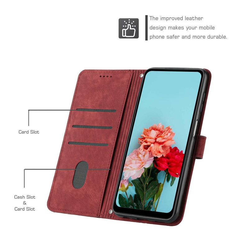 For Infinix Note 40 Pro 4G / 5G Skin Feel Stripe Pattern Leather Phone Case with Lanyard(Red) - Infinix Cases by PMC Jewellery | Online Shopping South Africa | PMC Jewellery | Buy Now Pay Later Mobicred