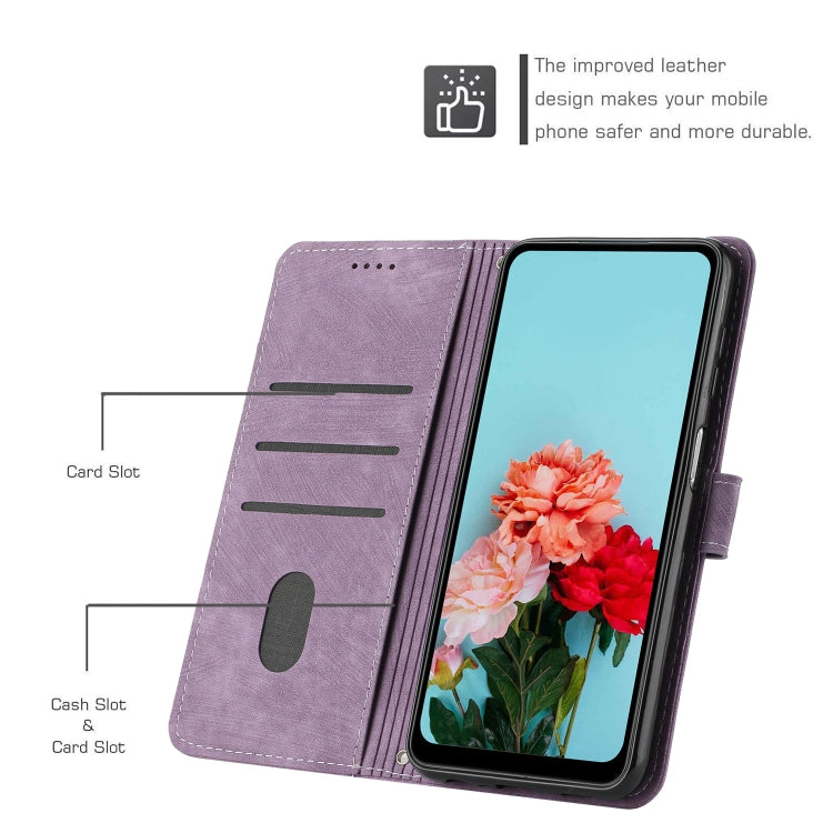 For Infinix Note 40 Pro 4G / 5G Skin Feel Stripe Pattern Leather Phone Case with Lanyard(Purple) - Infinix Cases by PMC TechLife | Online Shopping South Africa | PMC TechLife | Buy Now Pay Later Mobicred