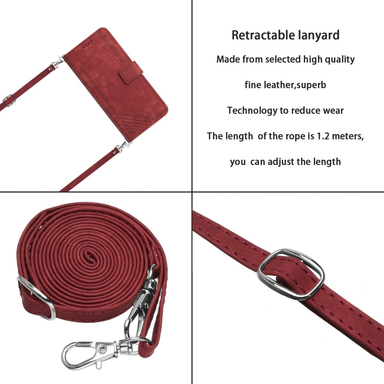 For Infinix Note 40 4G Skin Feel Stripe Pattern Leather Phone Case with Lanyard(Red) - Infinix Cases by PMC TechLife | Online Shopping South Africa | PMC TechLife | Buy Now Pay Later Mobicred