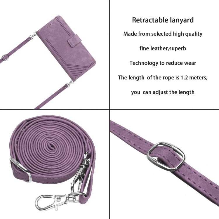 For Infinix Note 40 4G Skin Feel Stripe Pattern Leather Phone Case with Lanyard(Purple) - Infinix Cases by PMC TechLife | Online Shopping South Africa | PMC TechLife | Buy Now Pay Later Mobicred