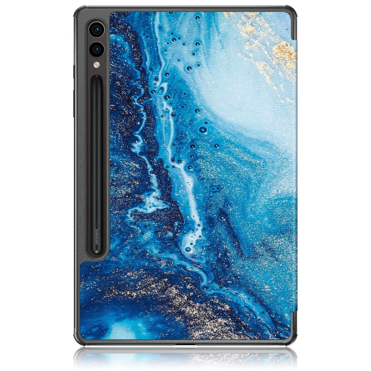 For Samsung Galaxy Tab S9+ Custer Painted 3-Fold Holder Smart Leather Tablet Case(Waves) - Galaxy Tab S9+ Cases by PMC Jewellery | Online Shopping South Africa | PMC Jewellery | Buy Now Pay Later Mobicred