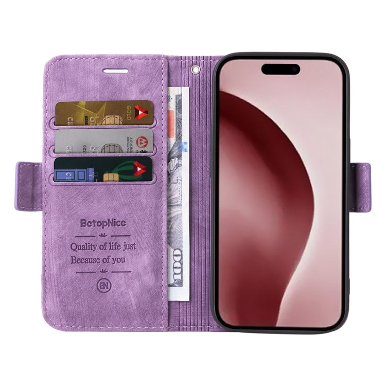 For iPhone 16 Pro BETOPNICE Dual-side Buckle Leather Phone Case(Purple) - iPhone 16 Pro Cases by BETOPNICE | Online Shopping South Africa | PMC Jewellery | Buy Now Pay Later Mobicred