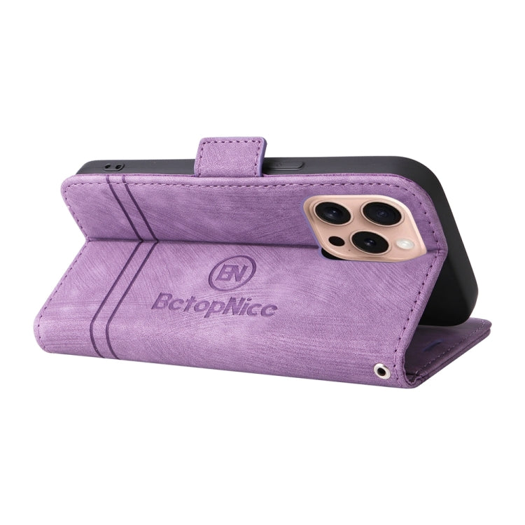 For iPhone 16 Pro BETOPNICE Dual-side Buckle Leather Phone Case(Purple) - iPhone 16 Pro Cases by BETOPNICE | Online Shopping South Africa | PMC Jewellery | Buy Now Pay Later Mobicred