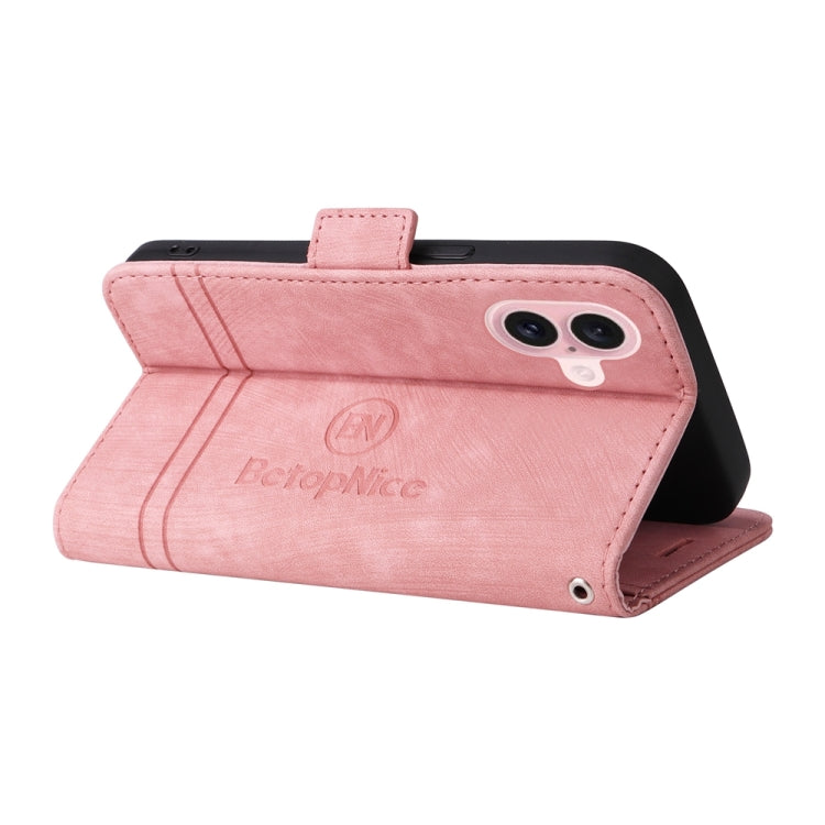 For iPhone 16 BETOPNICE Dual-side Buckle Leather Phone Case(Pink) - iPhone 16 Cases by BETOPNICE | Online Shopping South Africa | PMC Jewellery | Buy Now Pay Later Mobicred