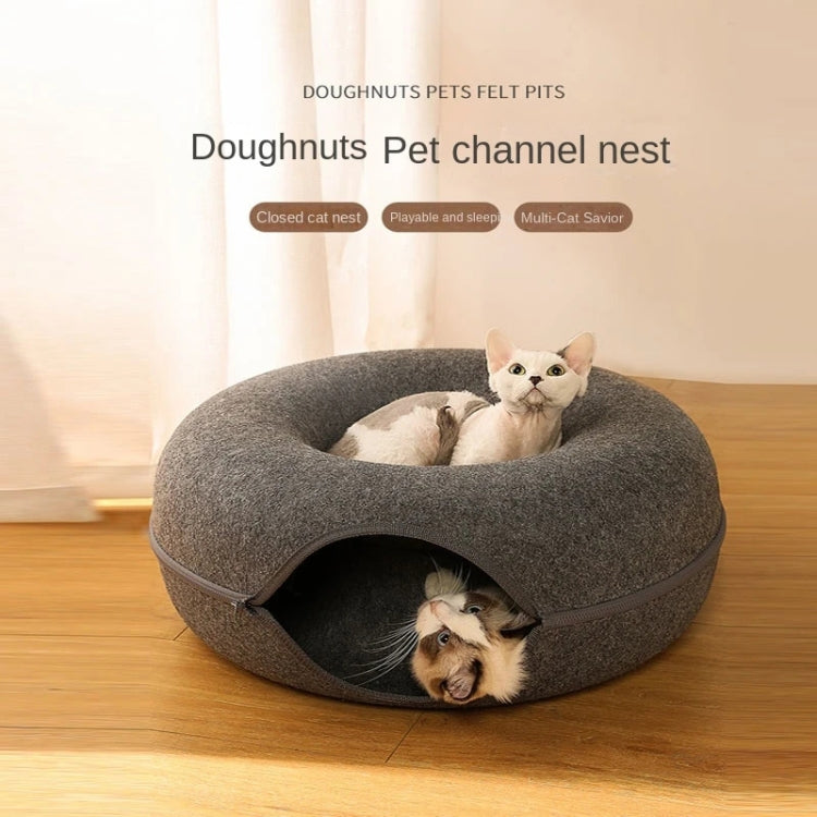 Round Wool Felt Cat Litter Tunnel Cat Litter, Size:60x60x27cm(Light Grey) - Beds by PMC TechLife | Online Shopping South Africa | PMC TechLife | Buy Now Pay Later Mobicred