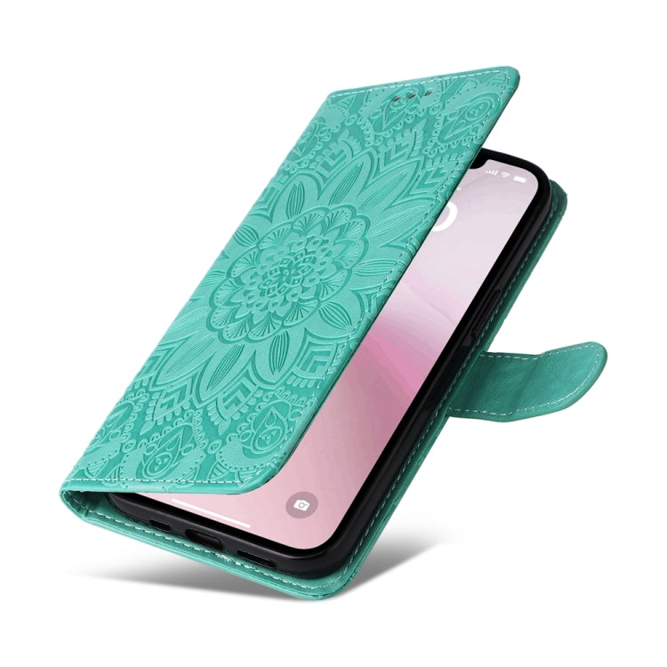 For iPhone 16e Embossed Sunflower Leather Phone Case(Green) - free shipping - PMC TechLife - Order now!