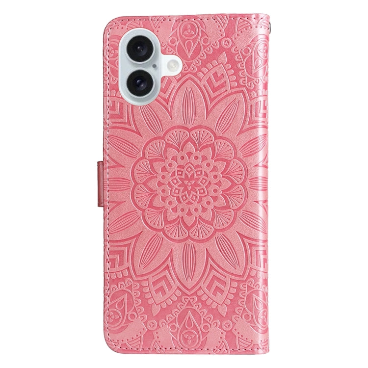 For iPhone 16 Plus Embossed Sunflower Leather Phone Case(Pink) - iPhone 16 Plus Cases by PMC TechLife | Online Shopping South Africa | PMC TechLife | Buy Now Pay Later Mobicred