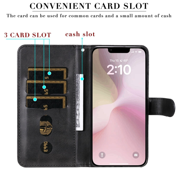 For iPhone 16e Fashion Calf Texture Zipper Leather Phone Case(Black) - iPhone 16e Cases by PMC TechLife | Online Shopping South Africa | PMC TechLife | Buy Now Pay Later Mobicred