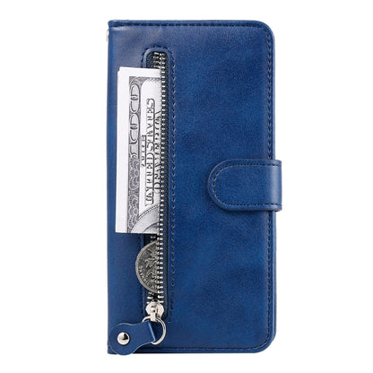 For iPhone 16 Pro Fashion Calf Texture Zipper Leather Phone Case(Blue) - iPhone 16 Pro Cases by PMC Jewellery | Online Shopping South Africa | PMC Jewellery | Buy Now Pay Later Mobicred