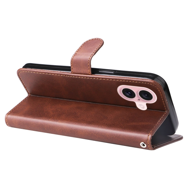 For iPhone 16 Fashion Calf Texture Zipper Leather Phone Case(Brown) - iPhone 16 Cases by PMC TechLife | Online Shopping South Africa | PMC TechLife | Buy Now Pay Later Mobicred