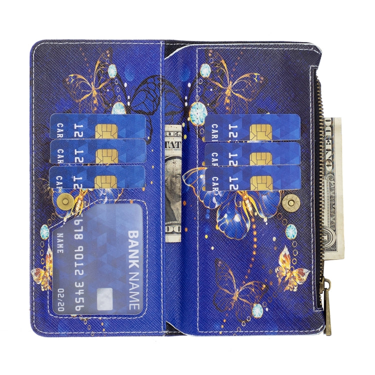 For iPhone 16 Colored Drawing Pattern Zipper Phone Leather Case(Purple Butterfly) - free shipping - PMC TechLife - Order now!