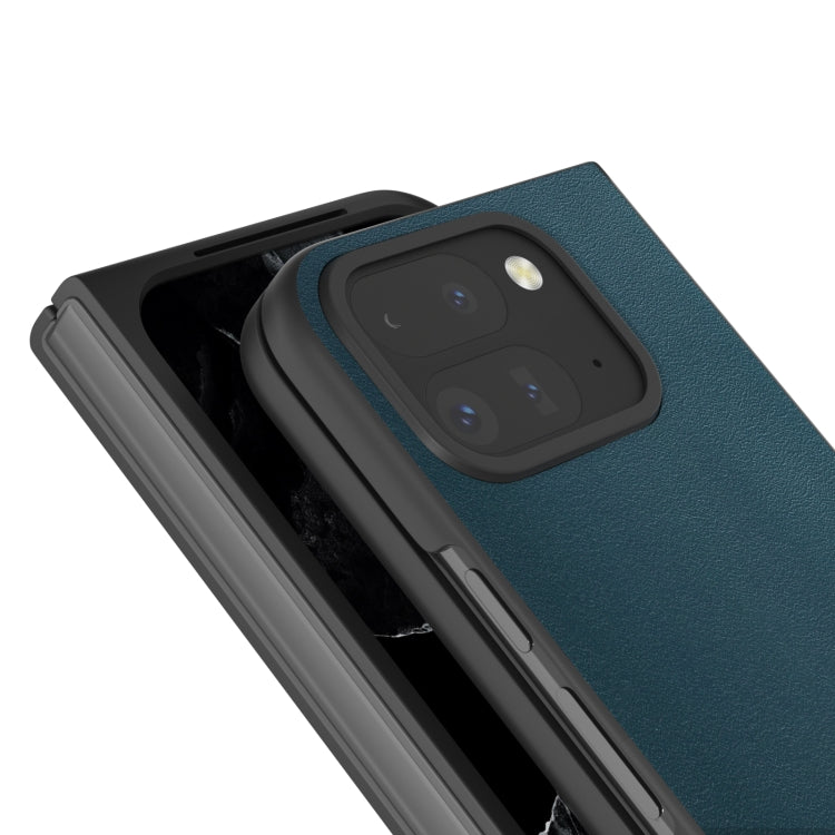 For Google Pixel 9 Pro Fold ABEEL Genuine Leather Xiaoya Series Phone Case(Dark Green) - Google Cases by PMC Jewellery | Online Shopping South Africa | PMC Jewellery | Buy Now Pay Later Mobicred