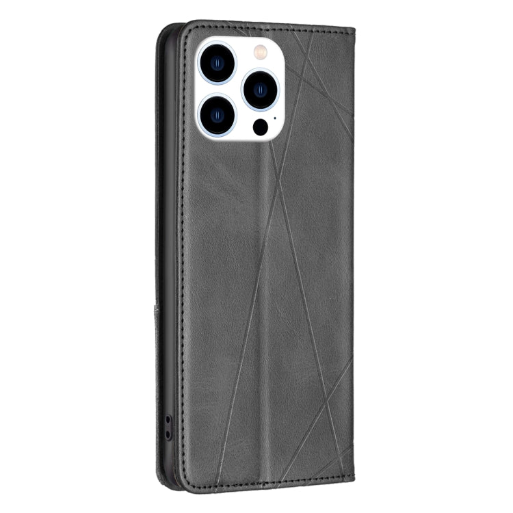 For iPhone 16 Pro Max Rhombus Texture Magnetic Leather Phone Case(Black) - iPhone 16 Pro Max Cases by PMC TechLife | Online Shopping South Africa | PMC TechLife | Buy Now Pay Later Mobicred
