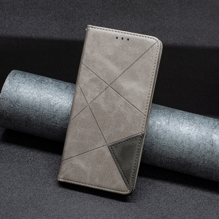 For iPhone 16 Rhombus Texture Magnetic Leather Phone Case(Grey) - iPhone 16 Cases by PMC TechLife | Online Shopping South Africa | PMC TechLife | Buy Now Pay Later Mobicred